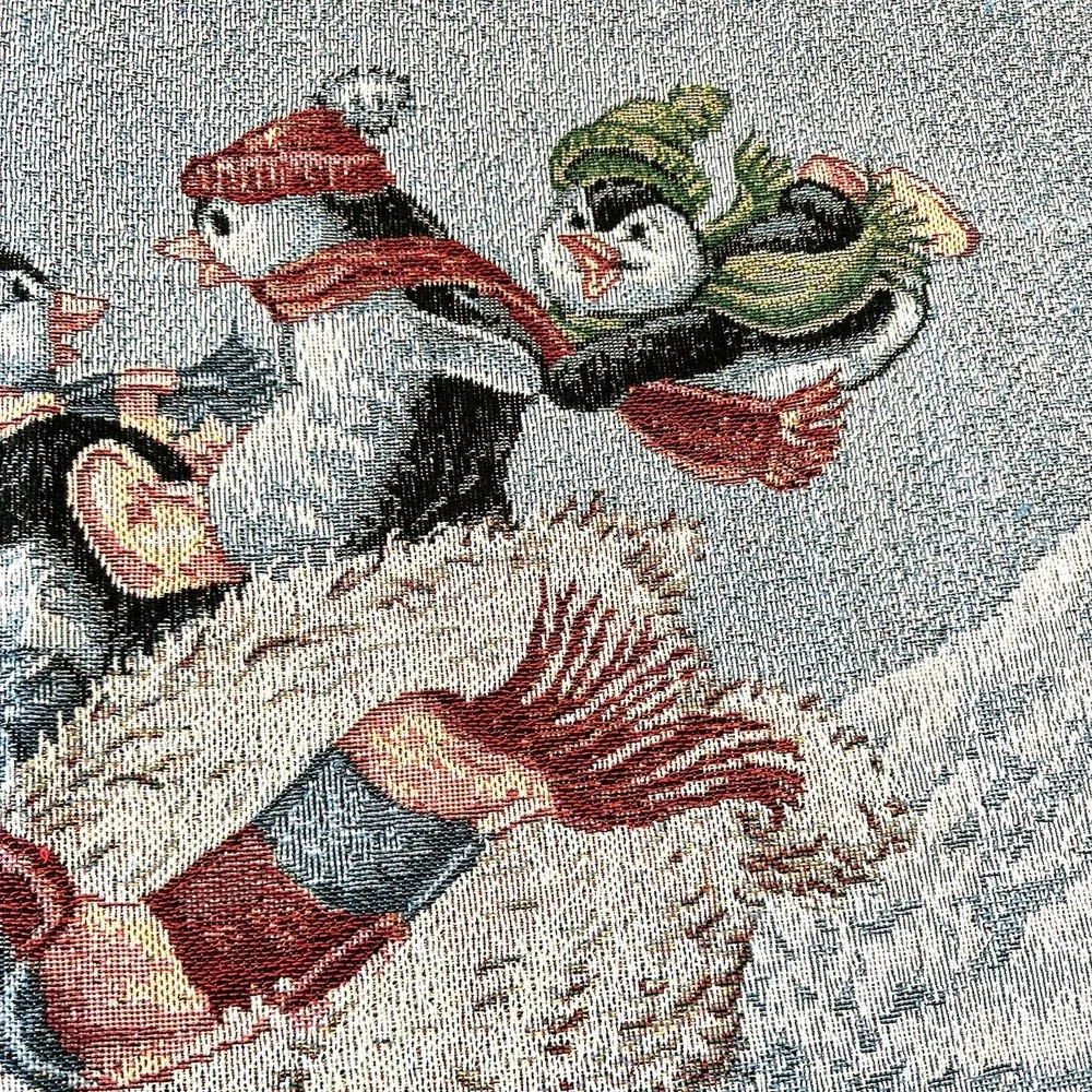 Tapestry Throw Blanket Christmas Polar Bear Sled Penguins 51